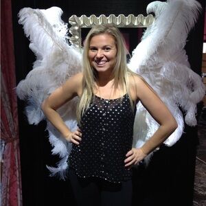 Every sheer black shimmer with polka dot tank size large